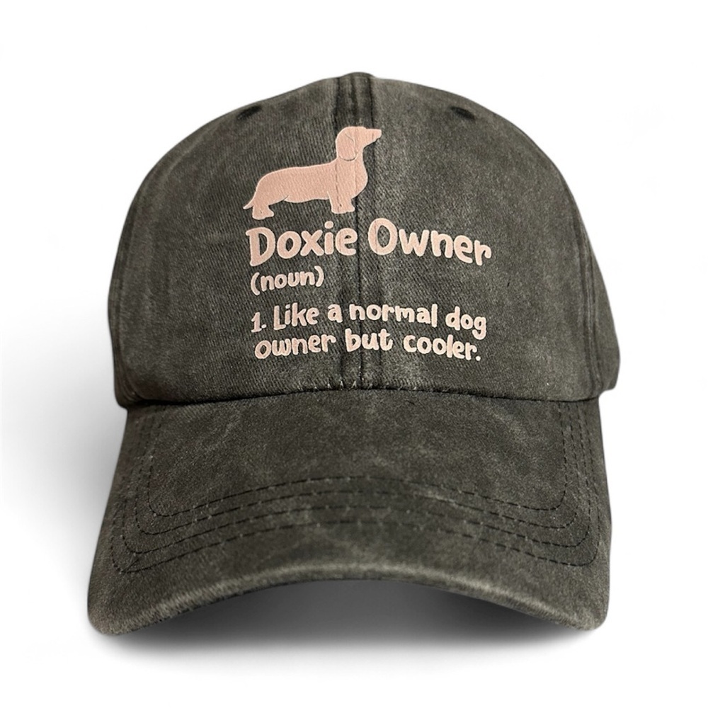 New Dachshund Distressed Denim Black Cap